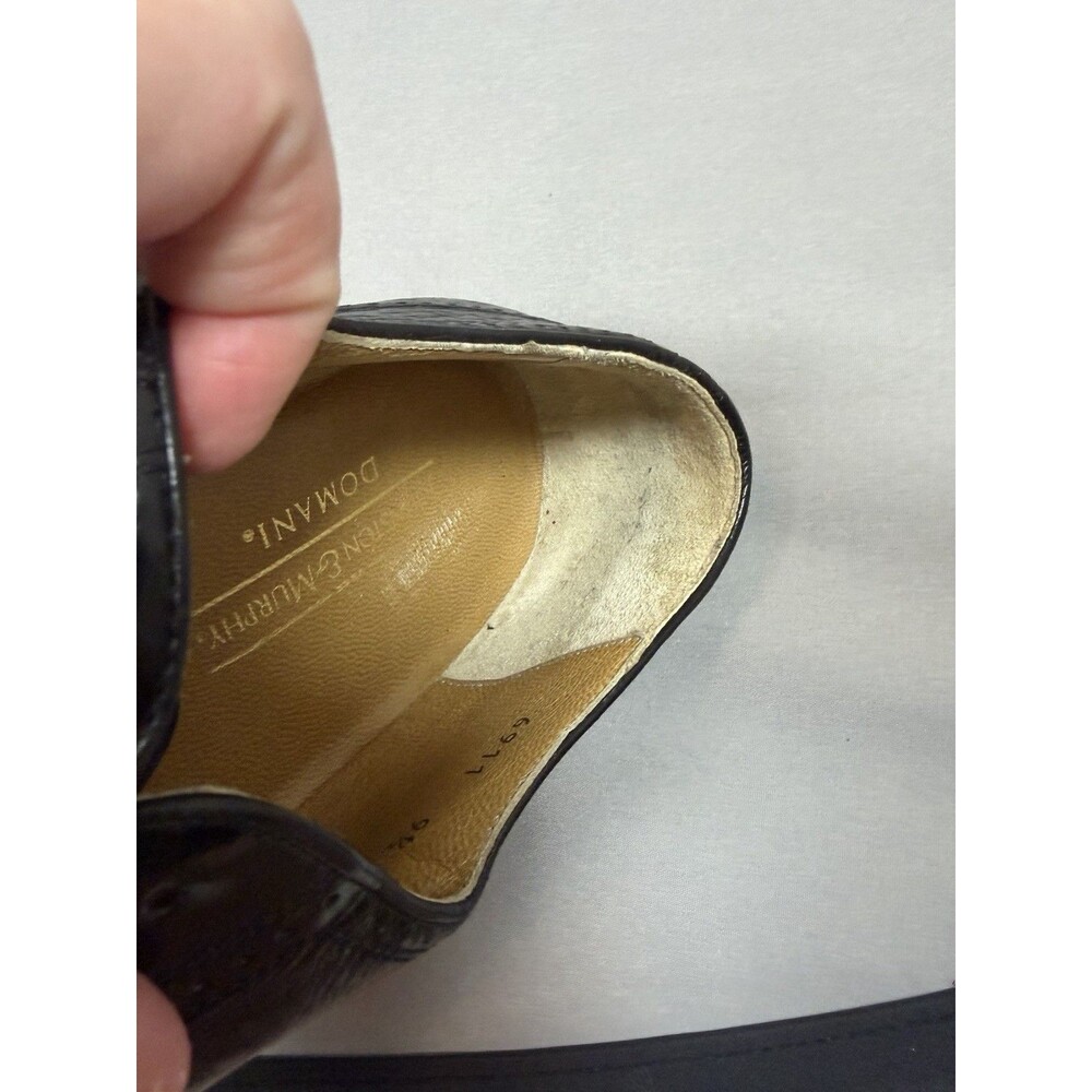 Johnston & Murphy Black Leather Toe Wingtip Oxford Shoes Made in Italy 9.5 M - Picture 12 of 14